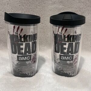 Tervis Tumbler RARE The Walking Dead 16oz Insulated Cup & Lid 2014 EC Lot Of 2